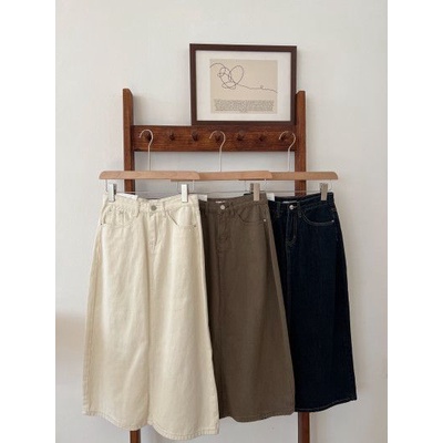 Chân váy jeans xuông CHALIN 3 màu hàn xẻ sau CV-8057