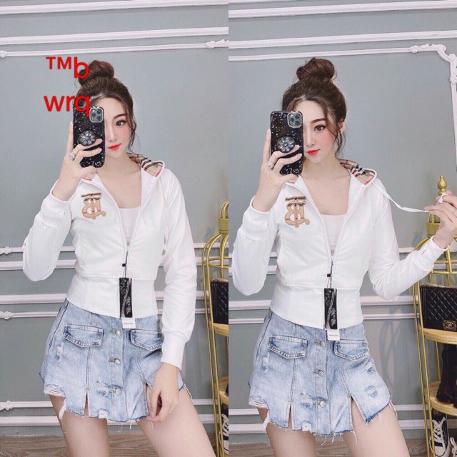 Áo khoác nữ thun da cá lửng chống nắng lót nón caro B 💟