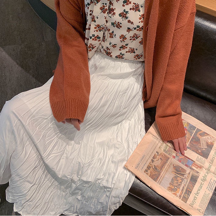 Chân Váy Xếp Ly Lưng Cao Màu Trắng Thời Trang 2022 Mới Lạ Cho Nữ