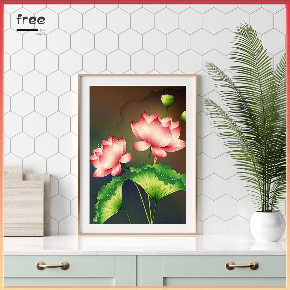 Tranh Đính Đá 5d Tự Làm Hình Hoa Sen Màu Hồng