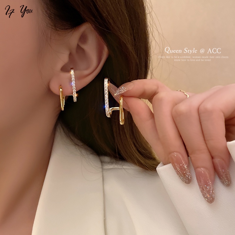 Đôi hoa tai AY đính đá thời trang dành cho nữ