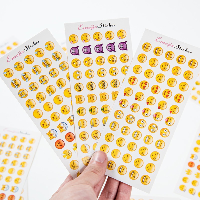 Set 12 miếng Sticker emoji , miếng dán cảm xúc siêu dễ thương - 55 mặt 1 miếng