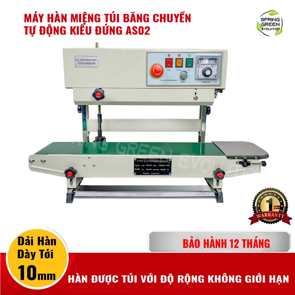 Máy Hàn Miệng Túi Tự Động AS02. Thiết Kế Bền Bỉ, Công Suất Cao 24/7, Chức Năng In Date Độc Đáo. Nhập Khẩu SGE Thailand
