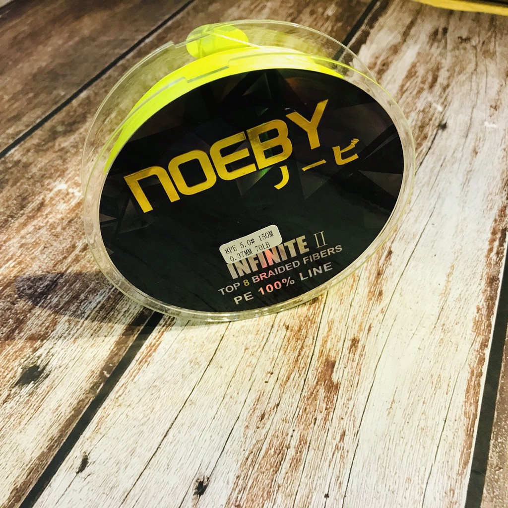 Dây dù câu cá PE Noeby Infinite II màu vàng 150m,  dù PE đan 8 lõi công nghệ Nhật Bản, dây dù câu cá lóc,chẽm