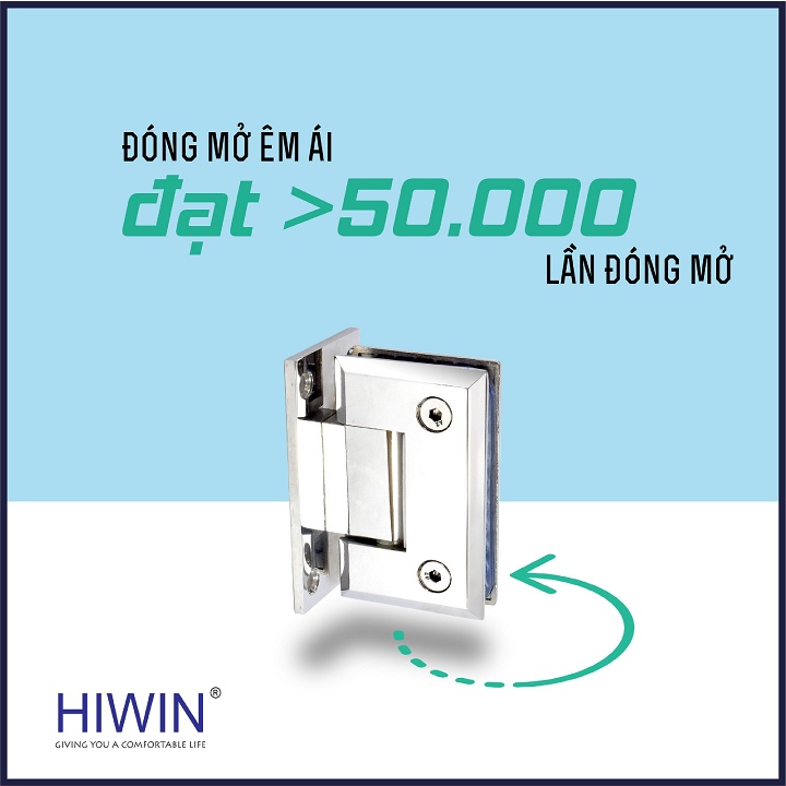 Bản lề phòng tắm kính 90 độ kính tường đế lệch cạnh thẳng chất liệu inox 304 mặt gương HIWIN HG-008 (dày 5mm)