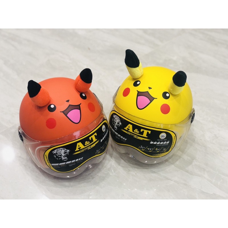 Mũ nón bảo hiểm trẻ em cho bé có kính nửa đầu, 1/2, 3/4 pikachu cá mập gấu siêu nhân dễ thương ngộ nghĩnh 3 4 5 6 tuổi