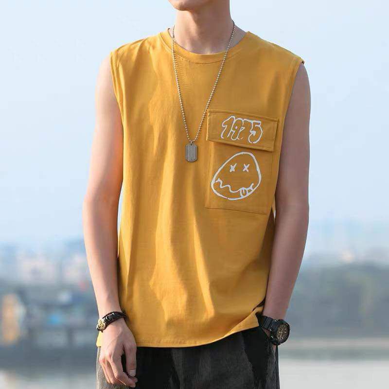 Áo Thun Thể Thao - Áo Ba Lỗ Thể Thao Nam - Áo Tank Top Nam In Số 1975 - From Rộng Ovesize Dưới 75kg