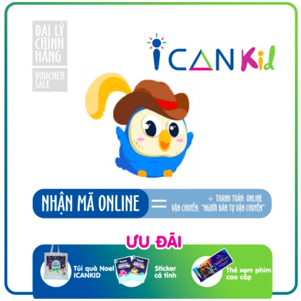 I can kid Toàn quốc [E-voucher] - Voucher 1 năm Mã học Phần mềm ICANKID tiếng Anh học mà chơi