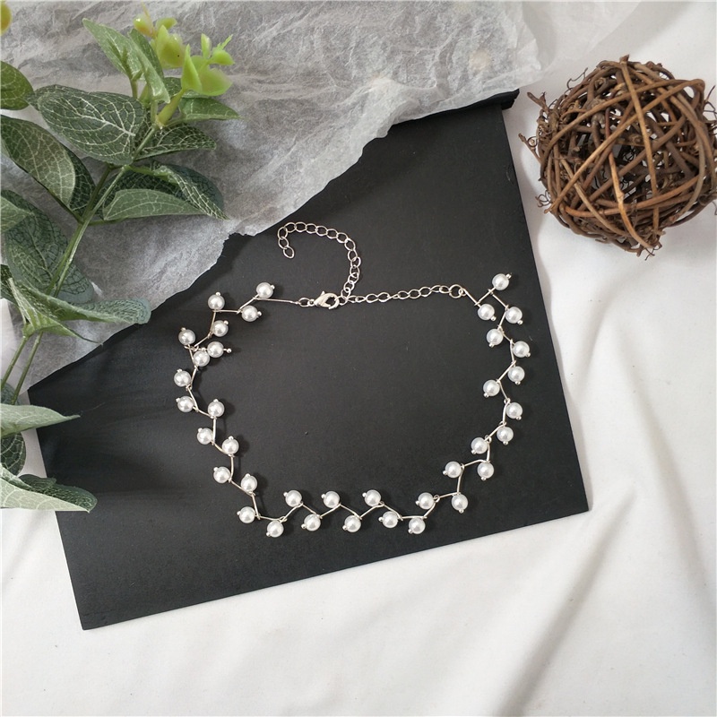 Vòng cổ choker đính ngọc trai giả thanh lịch dành cho nữ