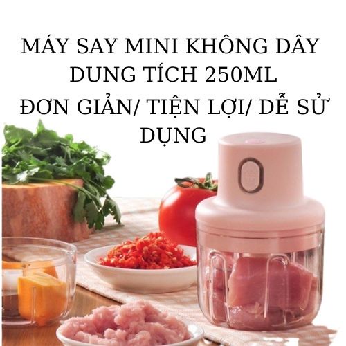 Máy Xay Tỏi Ớt Mini Cầm Tay , Máy Xay Đa Năng Sạc Pin Cao Cấp Dung Tích 250ml