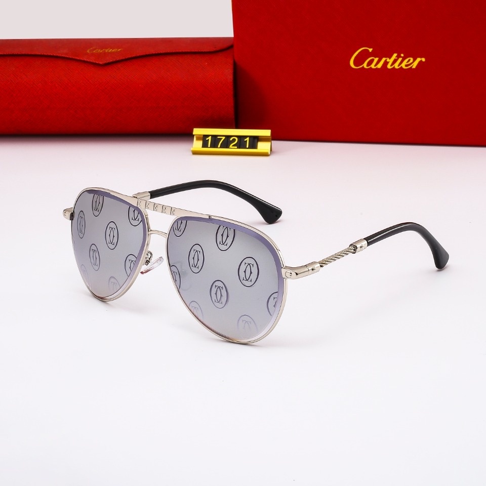 Cartier_ 2021 Mới Thời trang Hàn Quốc Khung lớn Màu phim Kính râm Nam và Nữ Xu hướng Cặp đôi Đường phố Chụp Trăm Phù hợp Trang trí Thời trang Du lịch Kỳ nghỉ Chống tia cực tím Kính râm đi biển