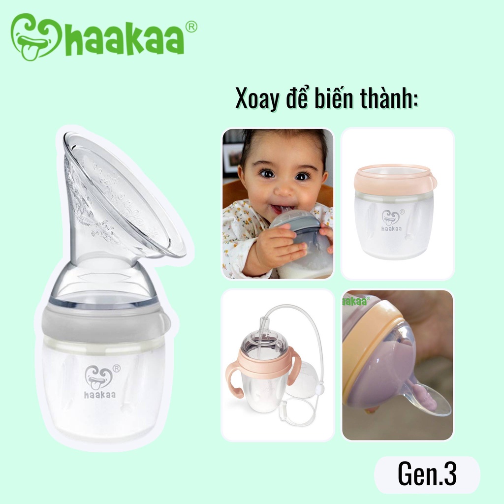 Cốc hứng sữa Silicone Gen.3 Haakaa | Dung tích 160ml và 250ml | Có thể chuyển đổi thành Bình sữa, Bình trữ sữa