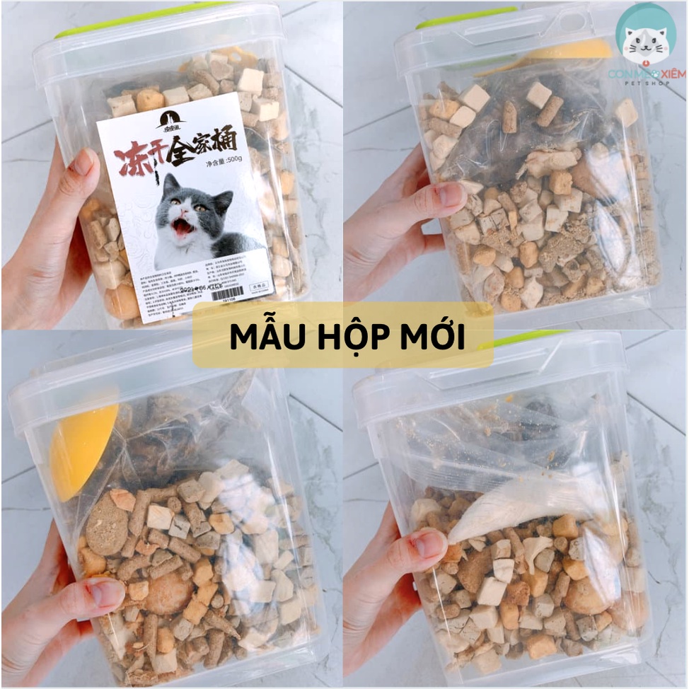 Thịt sấy khô cho chó mèo hỗn hợp 100g 500g 700g 900g, thức ăn tăng cân cho mèo cún Con Mèo Xiêm