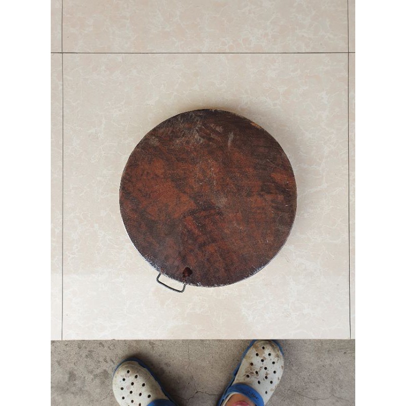 Thớt gỗ nghiến đường kính 35cm TẶNG KÈM ĐAI INOX, FREESHIP