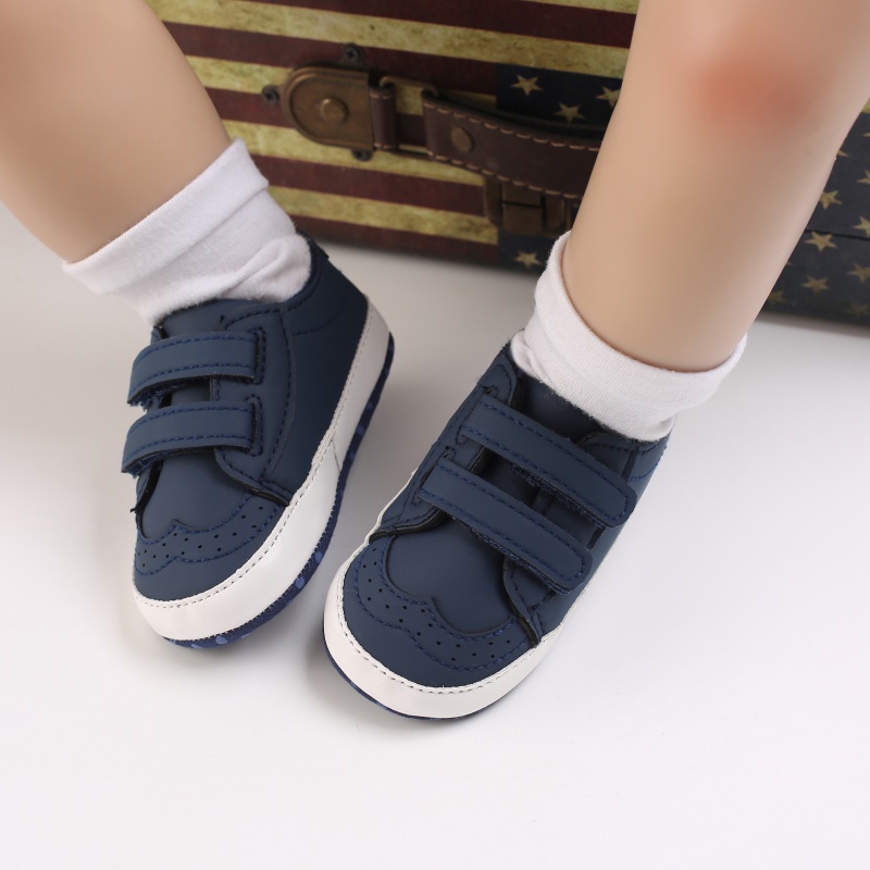 Đôi Giày Da PU Đế Cotton Chống Trượt Cho Bé Trai Sơ Sinh Tập Đi