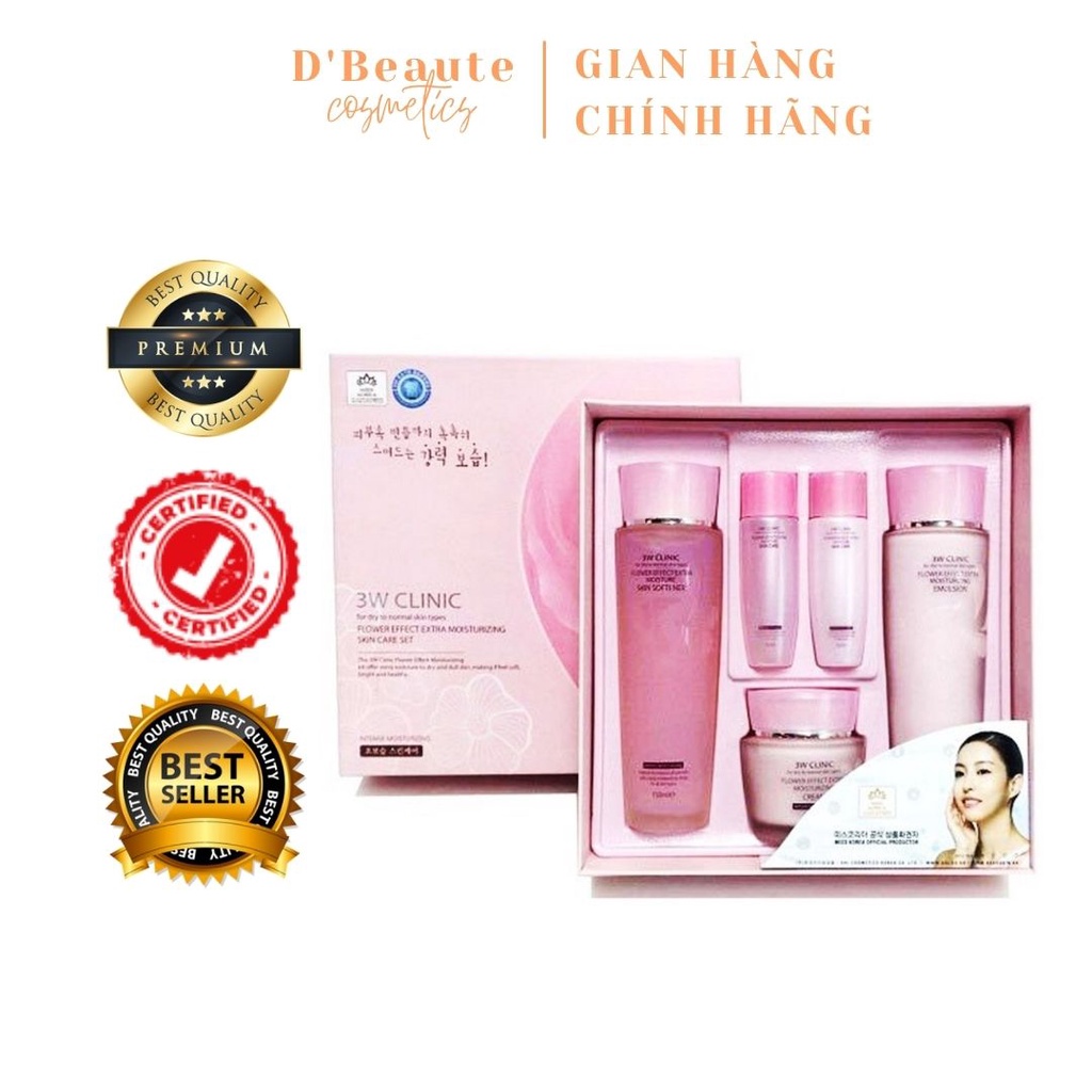 BỘ DƯỠNG DA VÀ LÀM TRẮNG CAO CẤP 3W CLINIC FLOWER EFFECT EXTRA MOISTURIZING SKIN CARE SET- HÀN QUỐC CHÍNH HÃNG