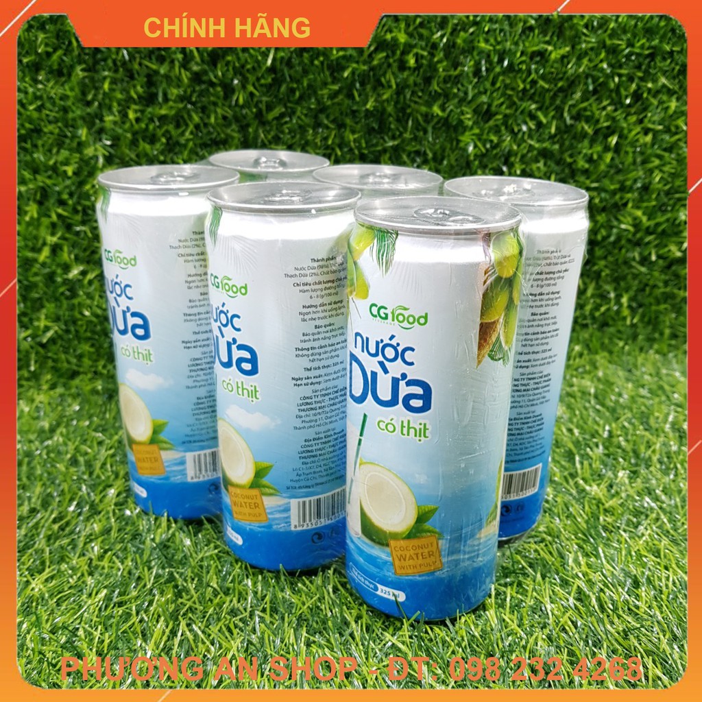 Combo 6 lon Nước dừa CG Food - Lon x 325ml