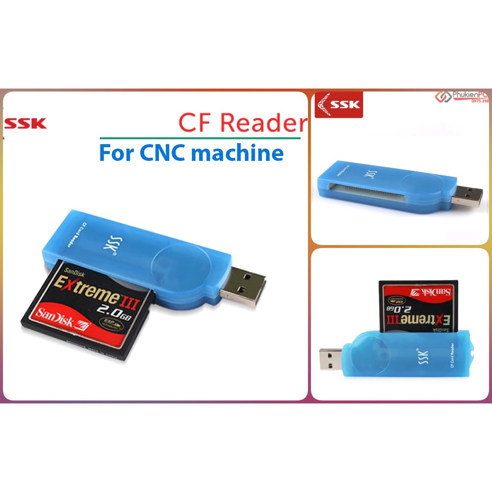 Đầu đọc thẻ nhớ CF- Compact Flash Memory Card chính hãng SSK SCRS028. Đọc thẻ CF máy CNC, máy ảnh