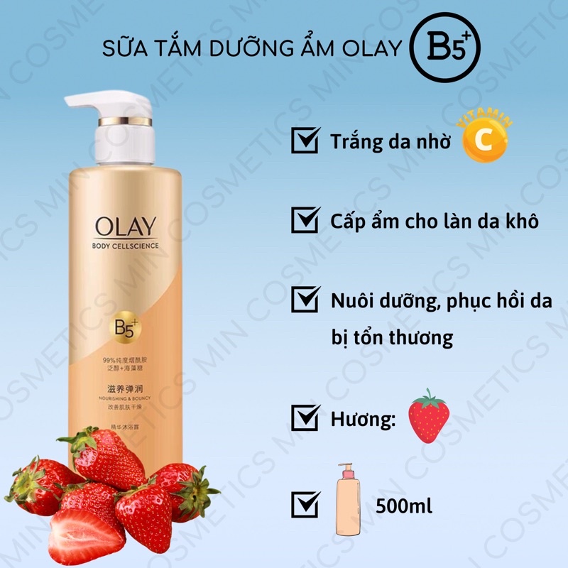 Sữa tắm Olay Vitamin B3 và Vitamin C dưỡng trắng da 500ml