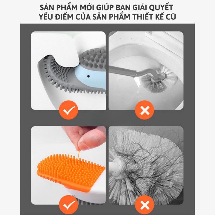 Cọ bồn cầu Toilet bằng silicone hình chú vịt kèm hộp đựng dán tường tiện dụng