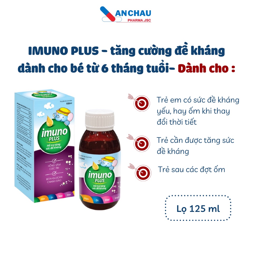 Tăng cường đề kháng, tăng cường miễn dịch cho bé IMUNO PLUS chứa mật ong, chanh đào, kẽm - An Châu 3
