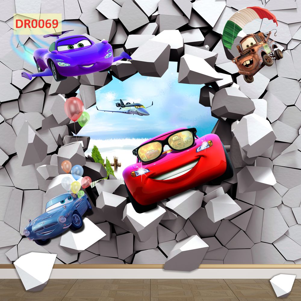 Tranh Dán Tường 3D Chủ Đề siêu xe, Siêu Nhân, Phim Hoạt Hình MẪU MỚI, HÌNH ẢNH SẮC NET