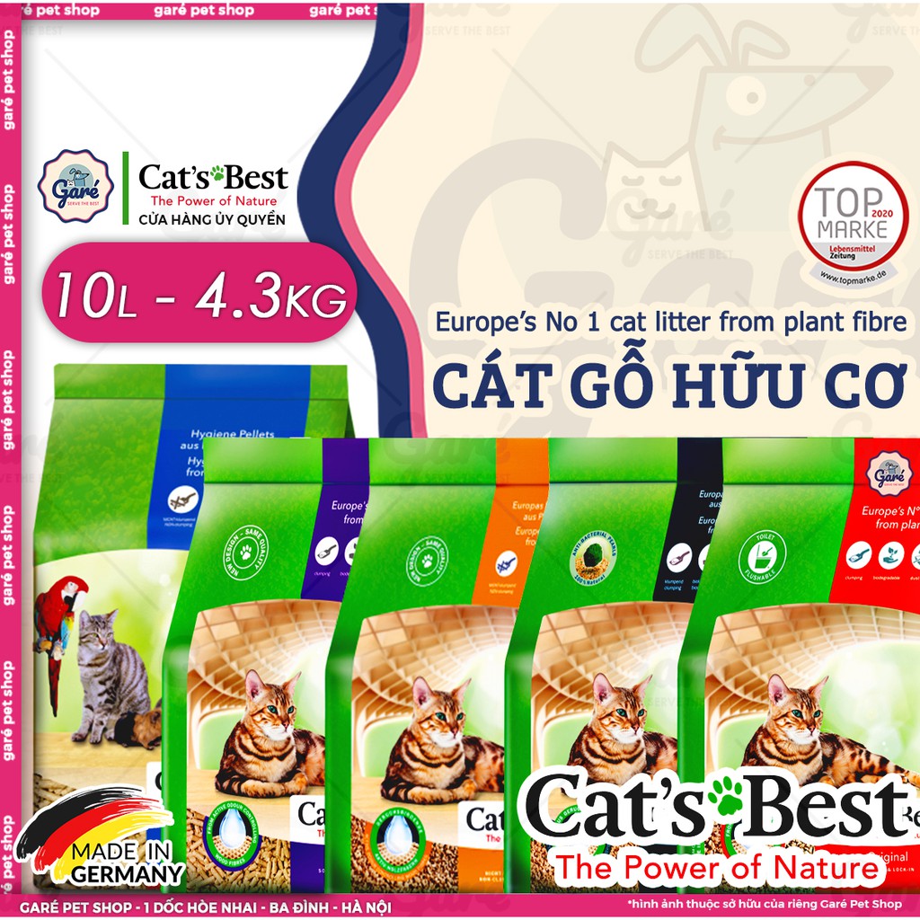 Cát gỗ hữu cơ Cat's Best cho Mèo cao cấp không bụi kháng khuẩn an toàn Đức - Cát vệ sinh Cats Best Orginal Smart Pellet