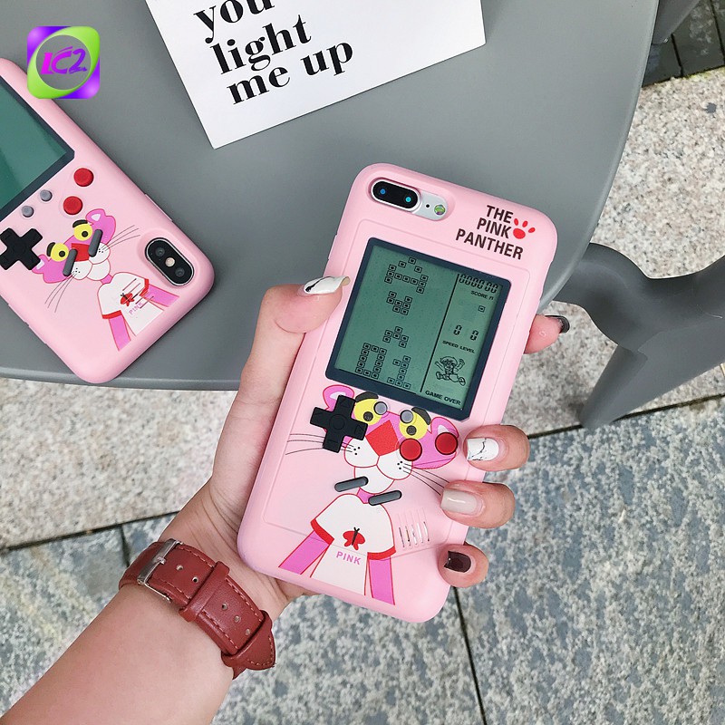 Game Phone Case Ốp điện thoại kiểu máy trò chơi bốn nút có hình báo hồng sành điệu cho iPhone X XS XR XS MAX