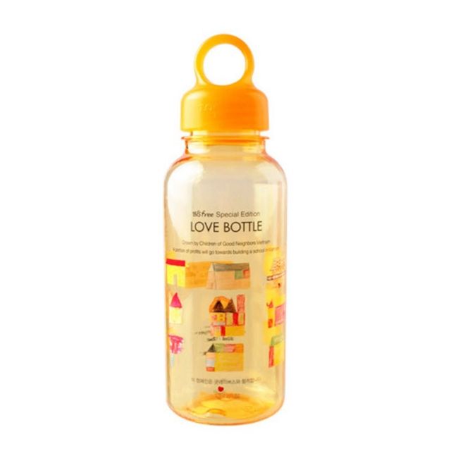 Bình nước Lock&amp;Lock Bisfree in tranh ngôi nhà 350ml - Màu vàng