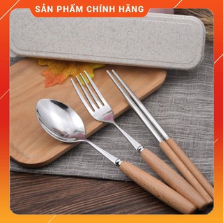Hộp đũa thìa dĩa cán gỗ cao cấp.