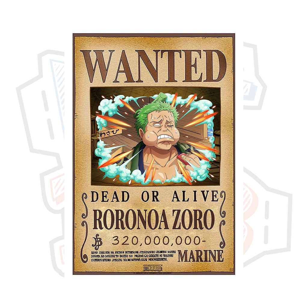 Poster truy nã Roronoa Zoro ver 3 (timeskip) - One Piece