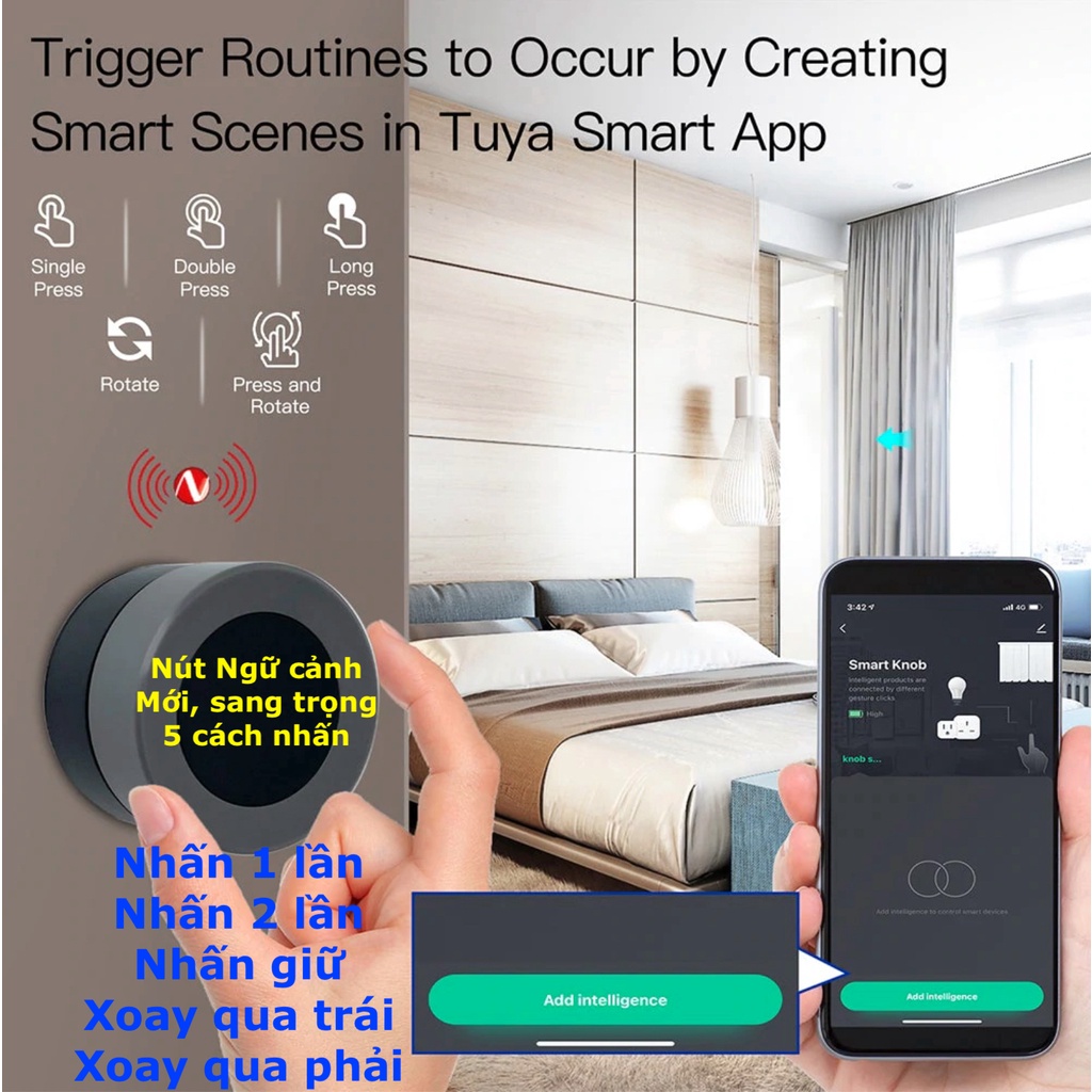 Công tắc, nút chuông, dimmer ngữ cảnh, Zigbee 3.0, hệ Tuya, Smart Life, Home Assistant (Hass) -