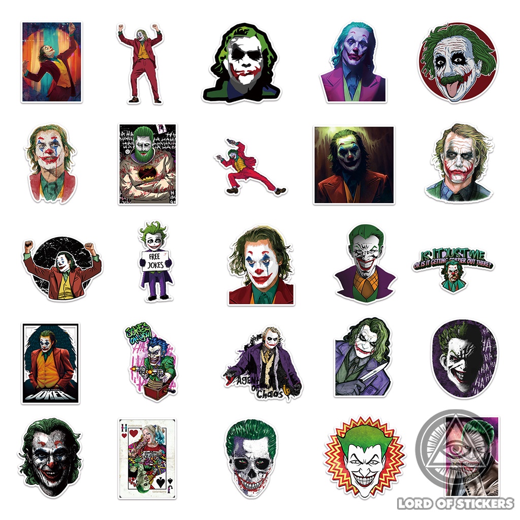 Set 50 Hình Dán The Joker Sticker DC Comics Chống Thấm Nước Trang Trí Mũ Bảo Hiểm, Laptop, Ván Trượt, Vali, Điện Thoại