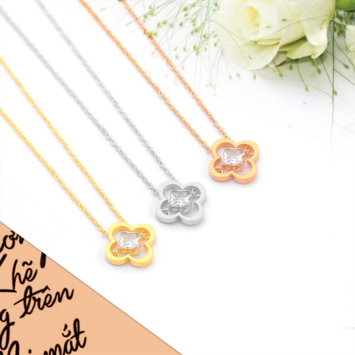 Dây chuyền nữ titan hoa 4 cánh siêu đẹp, bền màu chuẩn thời trang, dễ phối đồ