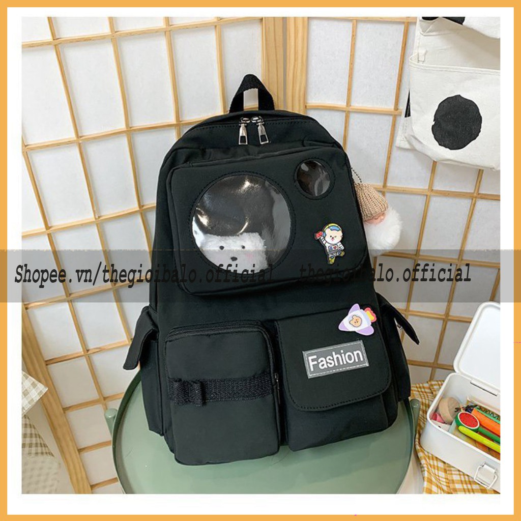 Balo cặp ulzzang basic nữ thời trang ( ko kèm gấu)đi học đi chơi du lịch giá rẻ vừa laptop canvas CHỐNG NƯỚC | thegioiba