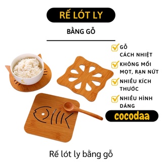 Đế Lót Ly - Rế Lót Ly, Chén Bằng Gỗ Dày Nhiều Hoạ Tiết, Cách Nhiệt Tốt 5723 [FREESHIP]