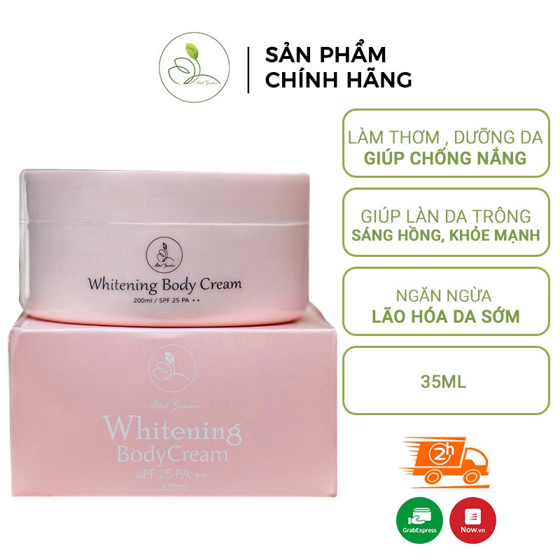 Kem dưỡng toàn thân MiniGarden Whitening Body Cream SPF 25 PA ++ dưỡng làn da sáng hồng dạng hũ 200ml PV1014