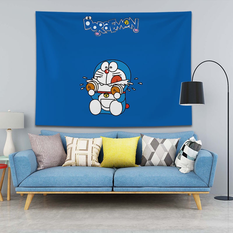 ◘Hoạt hình Doraemon Mạng trang trí phòng khách Nhật Bản và Hàn Quốc Nền màu đỏ in nhuộm HD