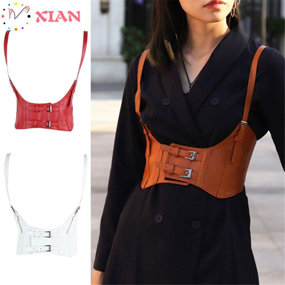 Đai Nịt Bụng Giả Da Màu Trơn Phong Cách Gothic Cổ Điển Thời Trang Cho Nữ