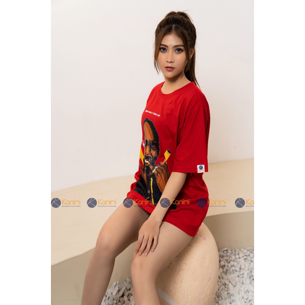 Áo thun, áo phông T LÀO tay lỡ phom rộng Ulzzang Unisex Kanimi 45-75kg