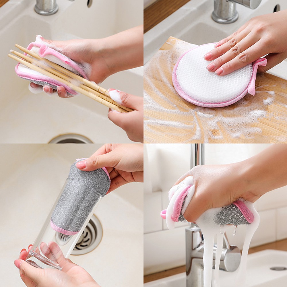 Miếng xốp rửa chén hình tròn hai mặt