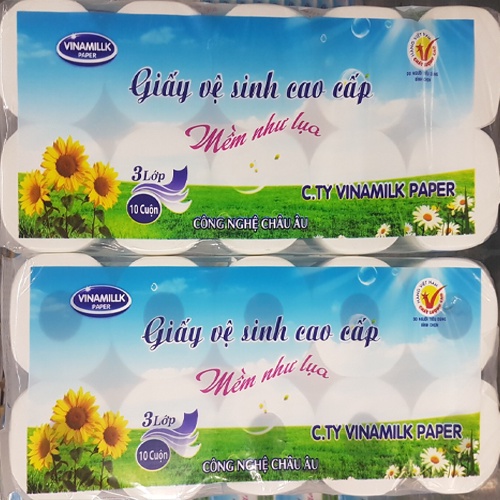 COmbo 2 bịch (loai 10 cuon) giấy vệ sinh cao cấp Vinamilkpaper