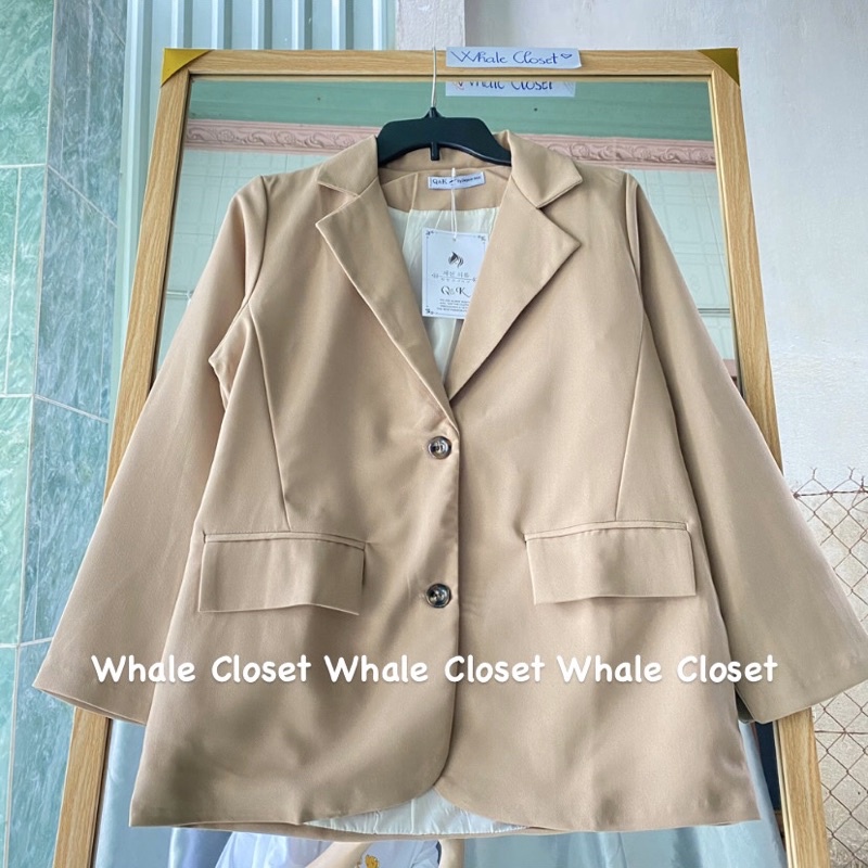 Áo vest blazer tay dài 2 lớp dày dặn túi thật kiểu dáng Hàn Quốc màu be tây và đen