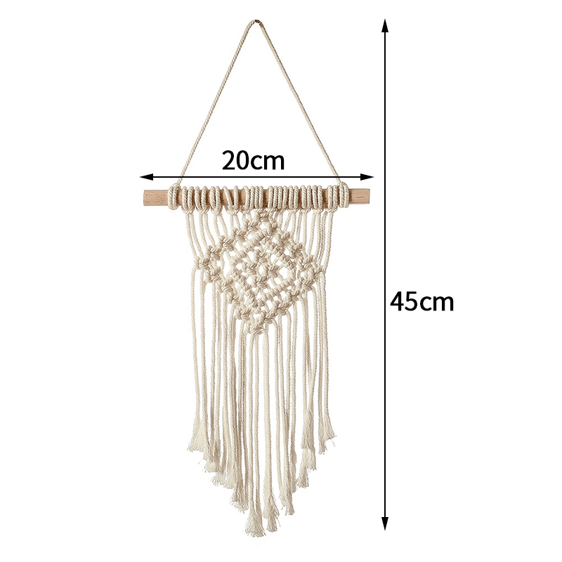 Thảm dệt mini phối tua rua treo tường trang trí phong cách bohemian