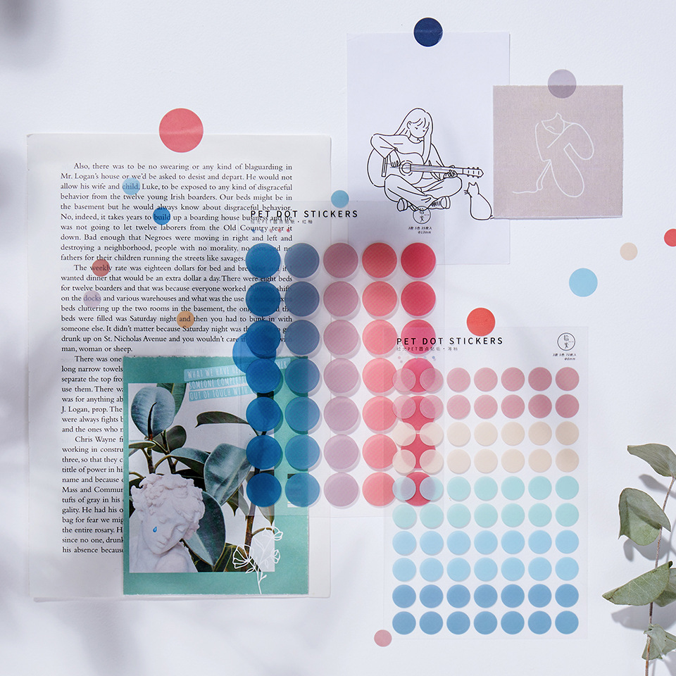 3 Tờ nhãn dán gồm 120 miếng dán họa tiết chấm tròn nhựa PET