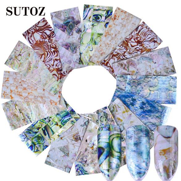 Túi 16 tấm foil vân xà cừ trang trí móng size 4x20cm