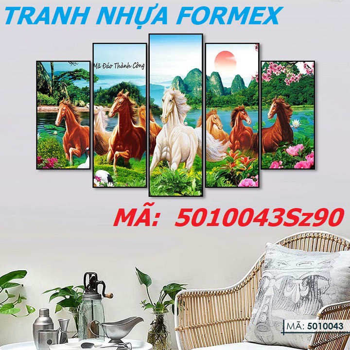 5010043Sz120 FORMEX Bộ 5 Tấm Tranh treo tường Bát Mã Truy Phong Mã Đáo Thành Công trang trí phòng khách phòng làm việc