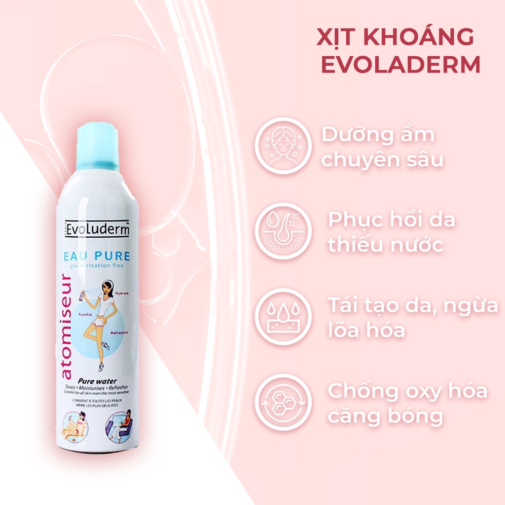 (CHÍNH HÃNG) Xịt Khoáng Cấp Nước, Dưỡng Ẩm Evoluderm Atomiseur Eau Pure 150ml