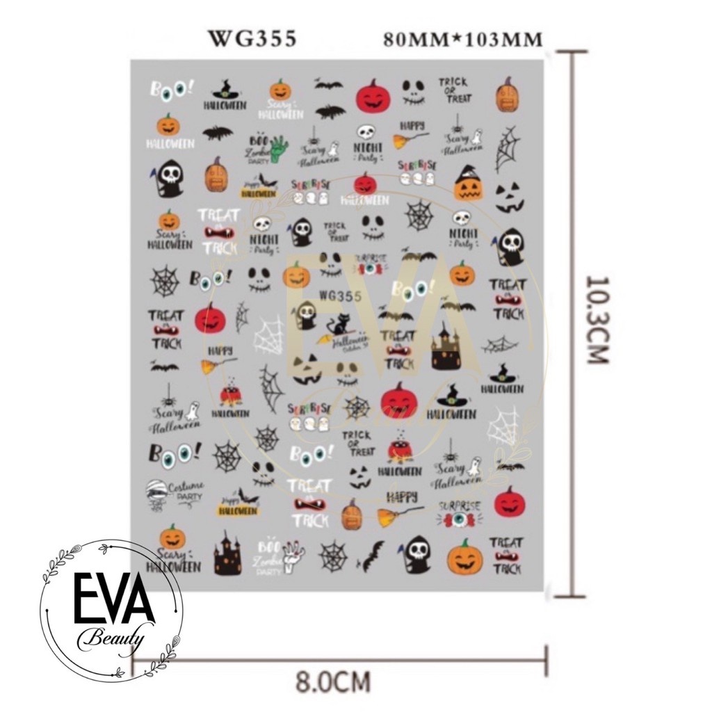 Decal Dán Móng Tay 3D Nail Sticker Hoạ Tiết Lễ Hội Ma Quỷ Halloween WG355