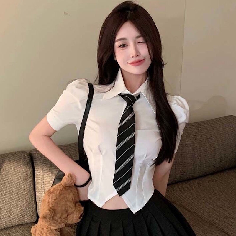 Áo Crop top Tay Ngắn Cổ Vuông Thời Trang Mùa Hè Mới Dễ Phối Đồ Cho Nữ